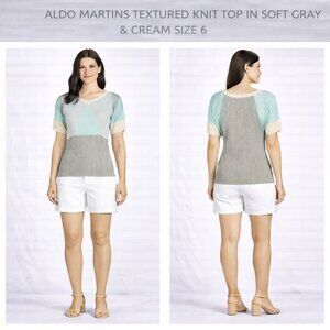 Aldo Martins Textured Knit Top in Soft Gray and Cream Size 6
